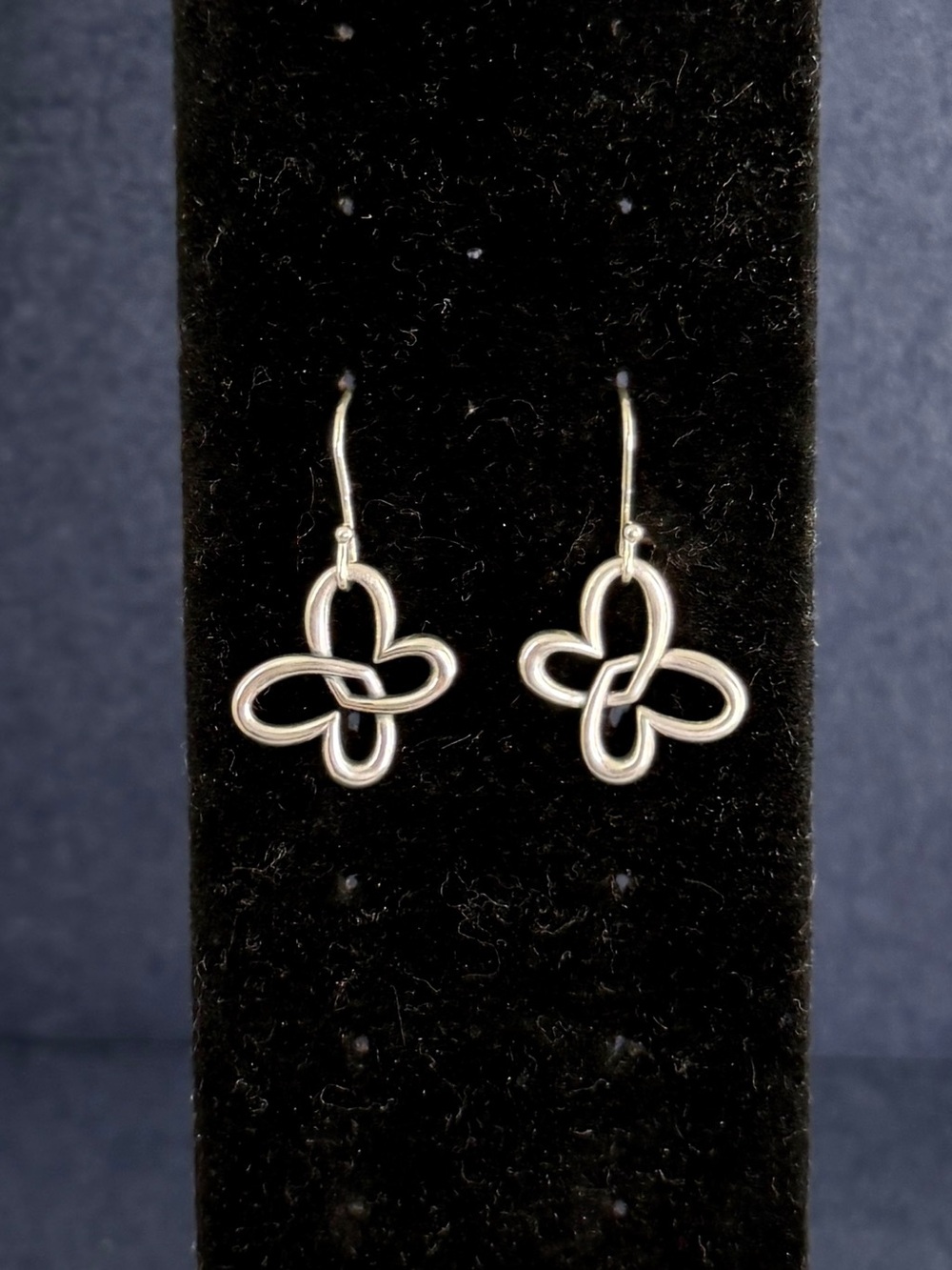 JAMES AVERY Sterling Silver Linked Hearts Butterfly Hook Dangle Earrings RETIRED